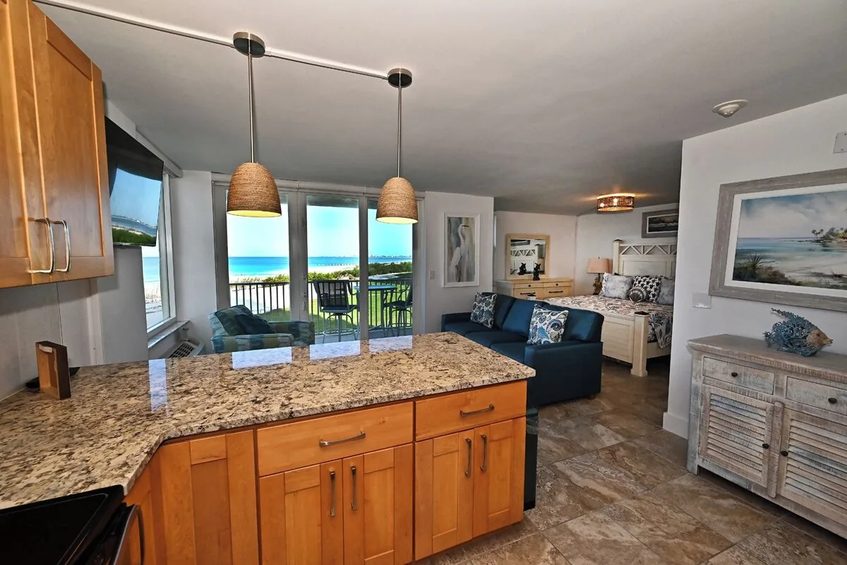 Kitchen countertops at Beachfront Haven condo